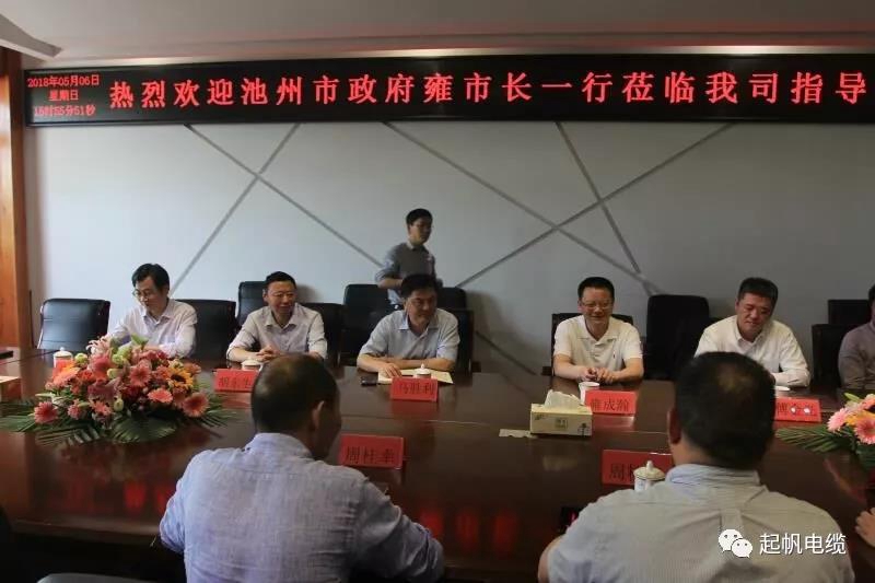 池州市長(cháng)雍成瀚等參觀(guān)調研起帆電纜總部